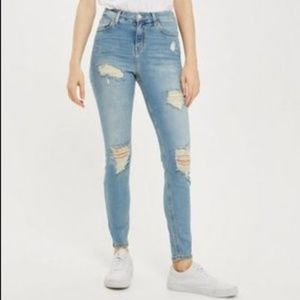 TOPSHOP MOTO Bleach Super Ripped Jamie Jeans